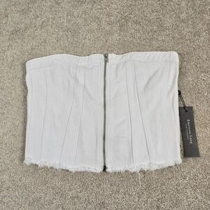 Emerson‎ Lang Women's White Jean Denium Corset Top with Zipper Detail Size M New